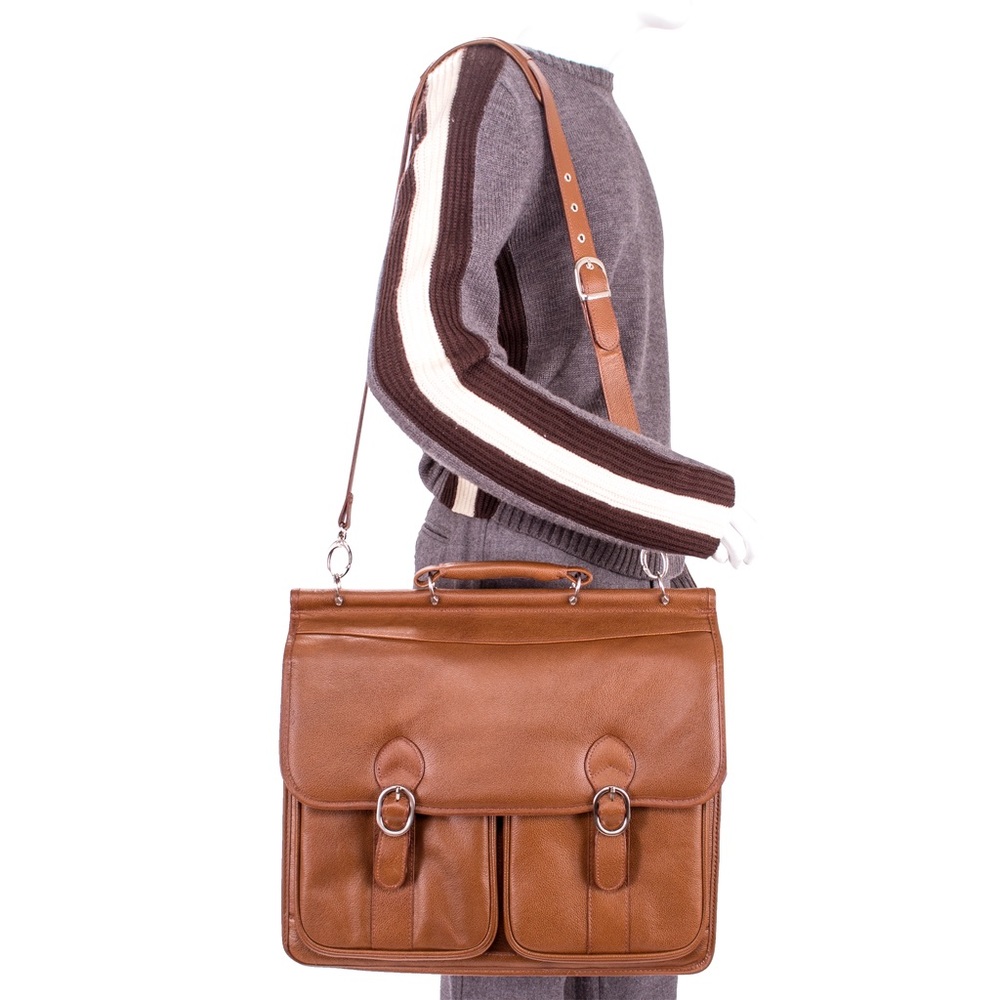 McKlein Brown Hazel Crest Leather Laptop Case